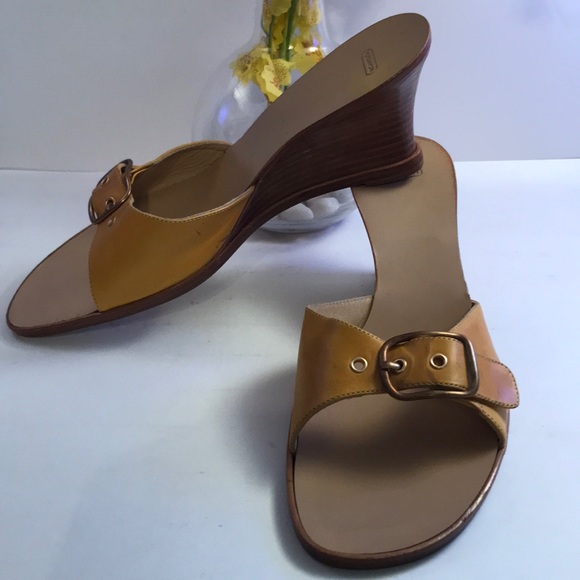 Leather COACH yellow mustard sandals 👡 size 10 - Picture 5 of 11